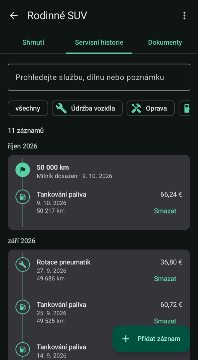 Příběh vašeho vozidla,
kilometr po kilometru