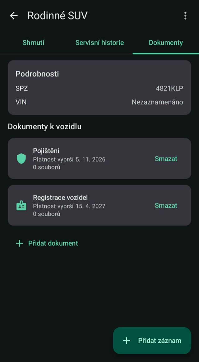 Pojištění a dokumenty,
žádná překvapivá data vypršení platnosti