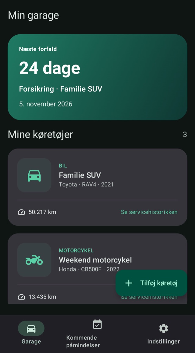 Ved, hvad der er det næste
for hvert køretøj