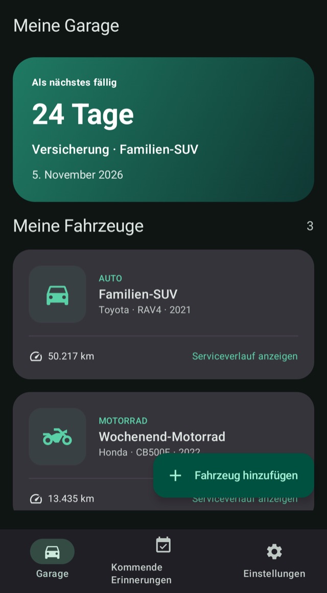 Erfahren Sie, was als nächstes
für jedes Fahrzeug kommt