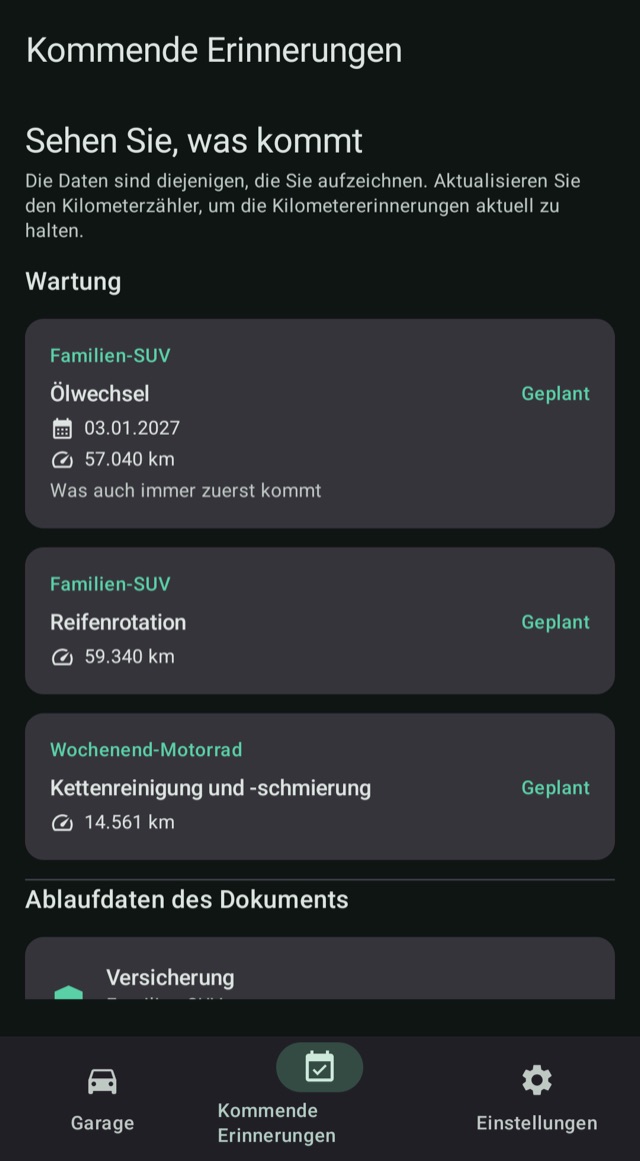Wartung und Erneuerungen,
immer pünktlich