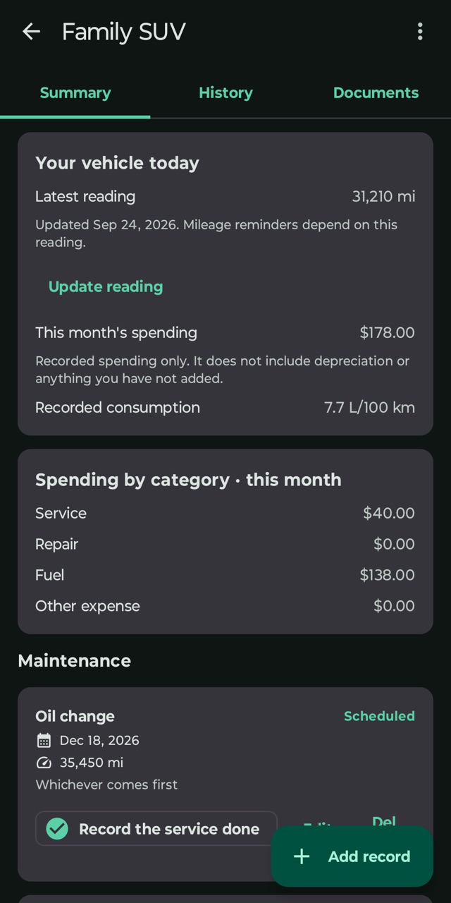 Costs, readings and fuel
in one place