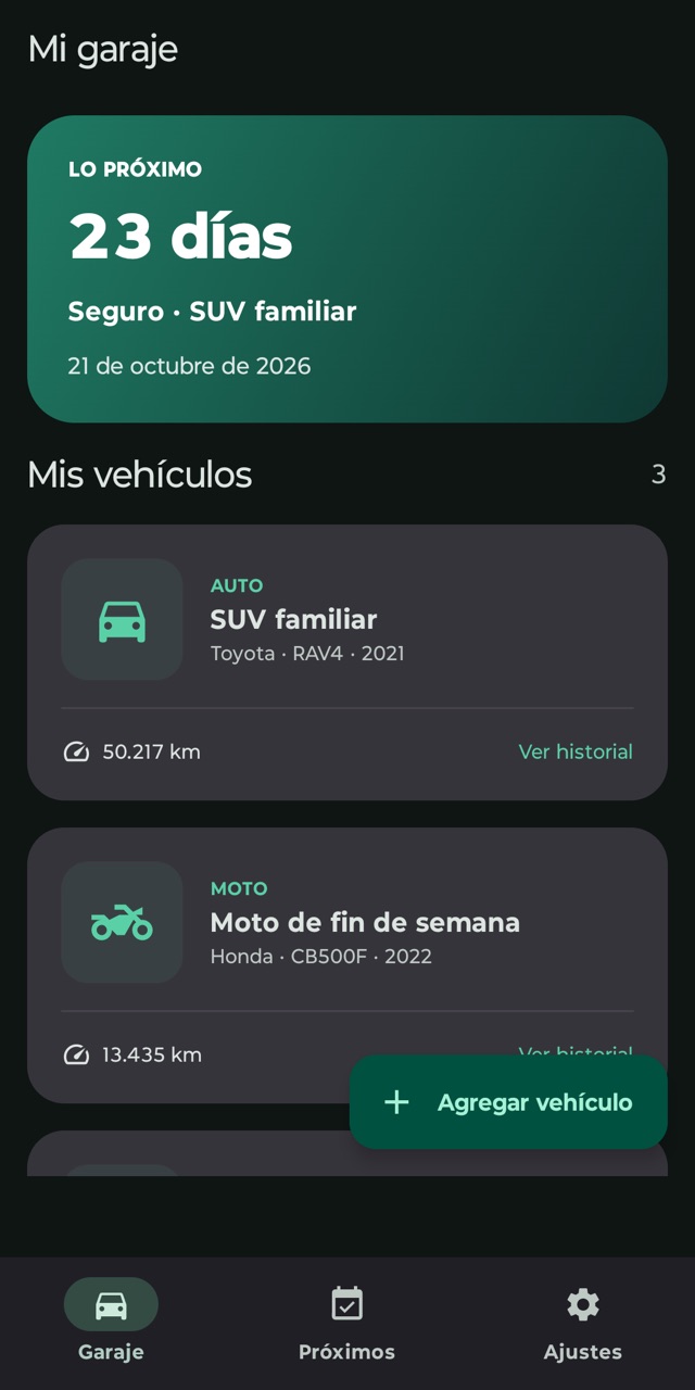 Sabe qué viene
para cada vehículo