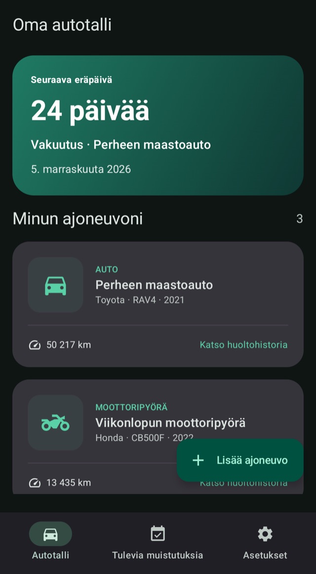 Tiedä mikä on seuraava
jokaiselle ajoneuvolle