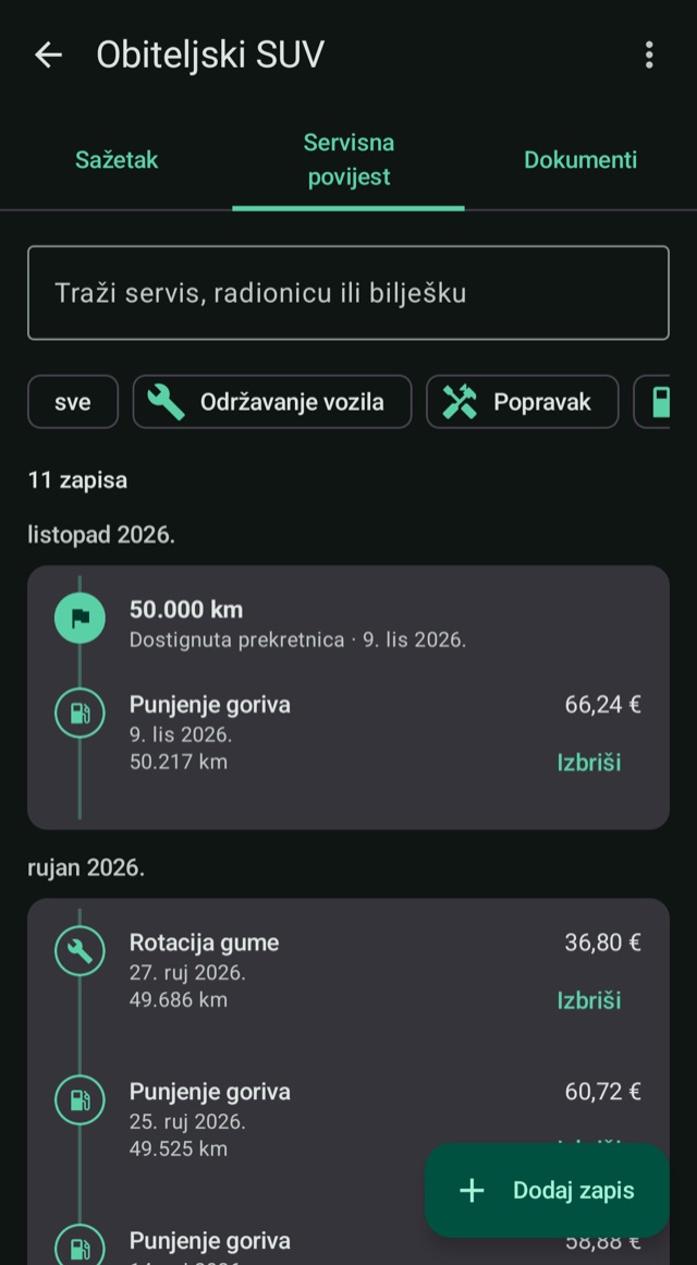 Priča o vašem vozilu,
kilometar po kilometar