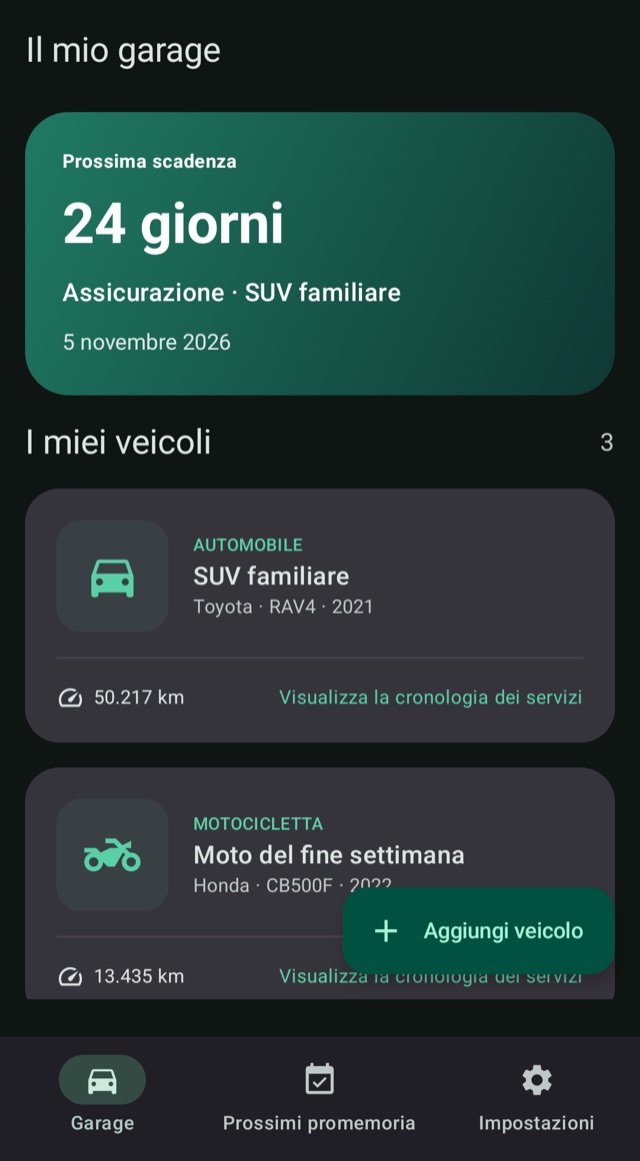 Scopri qual è il prossimo
per ogni veicolo