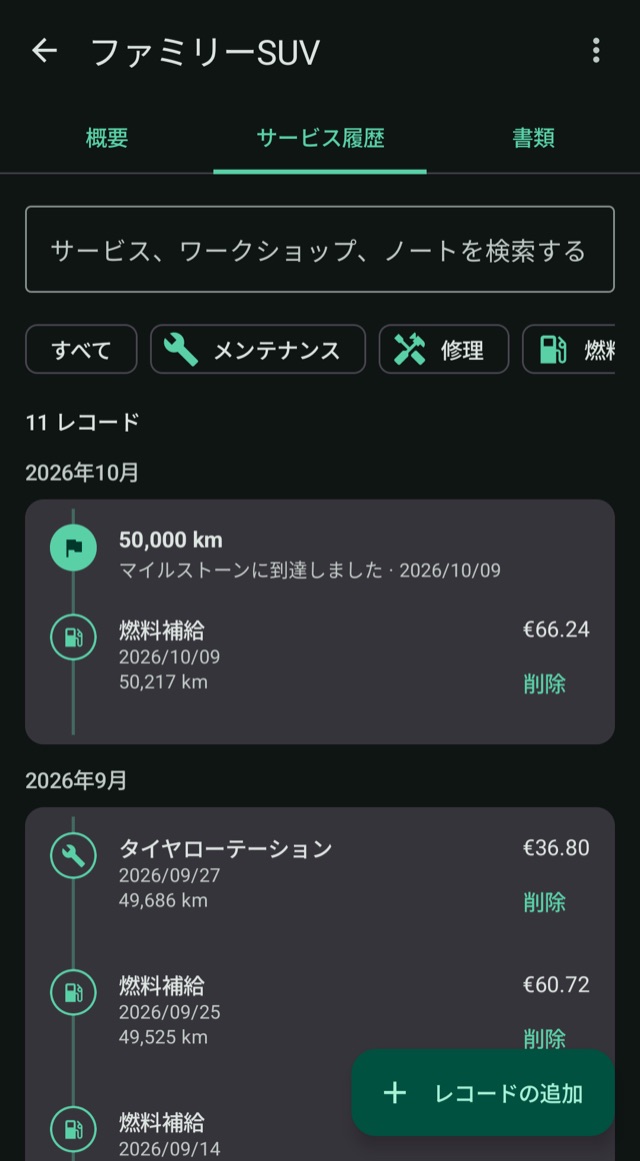 愛車の歩みを
一キロずつ記録