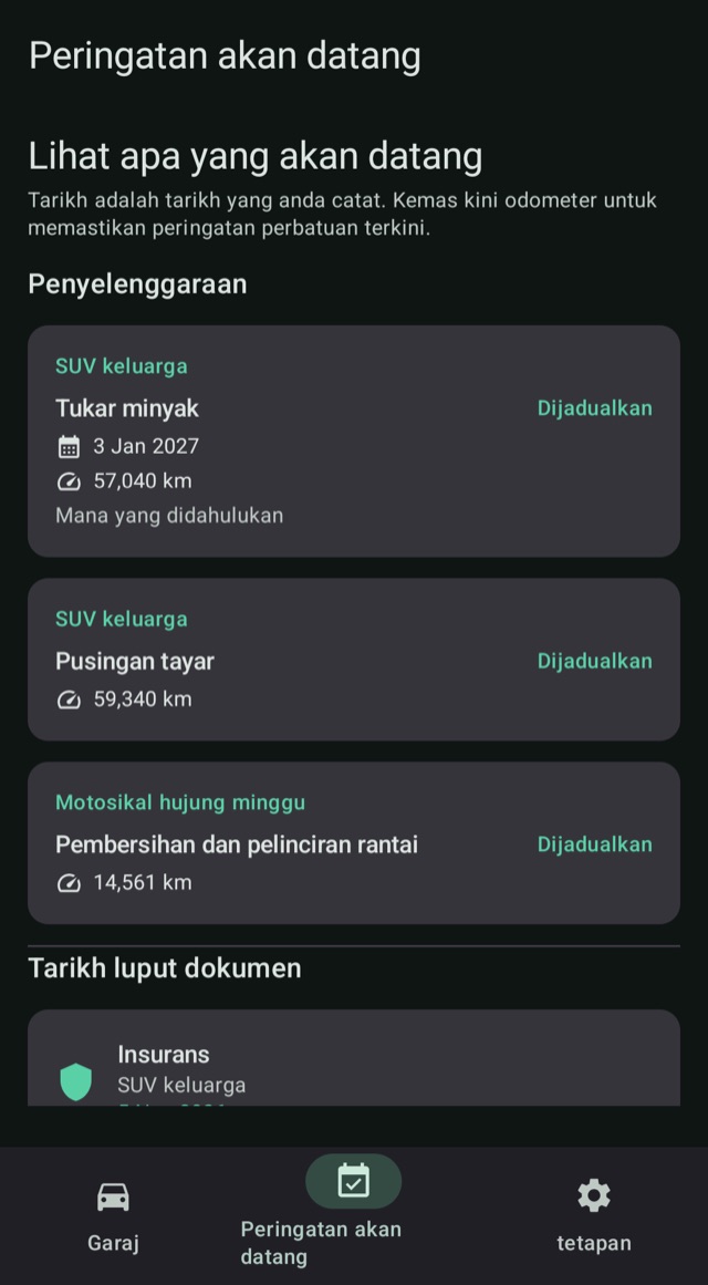 Penyelenggaraan dan pembaharuan,
sentiasa menepati masa