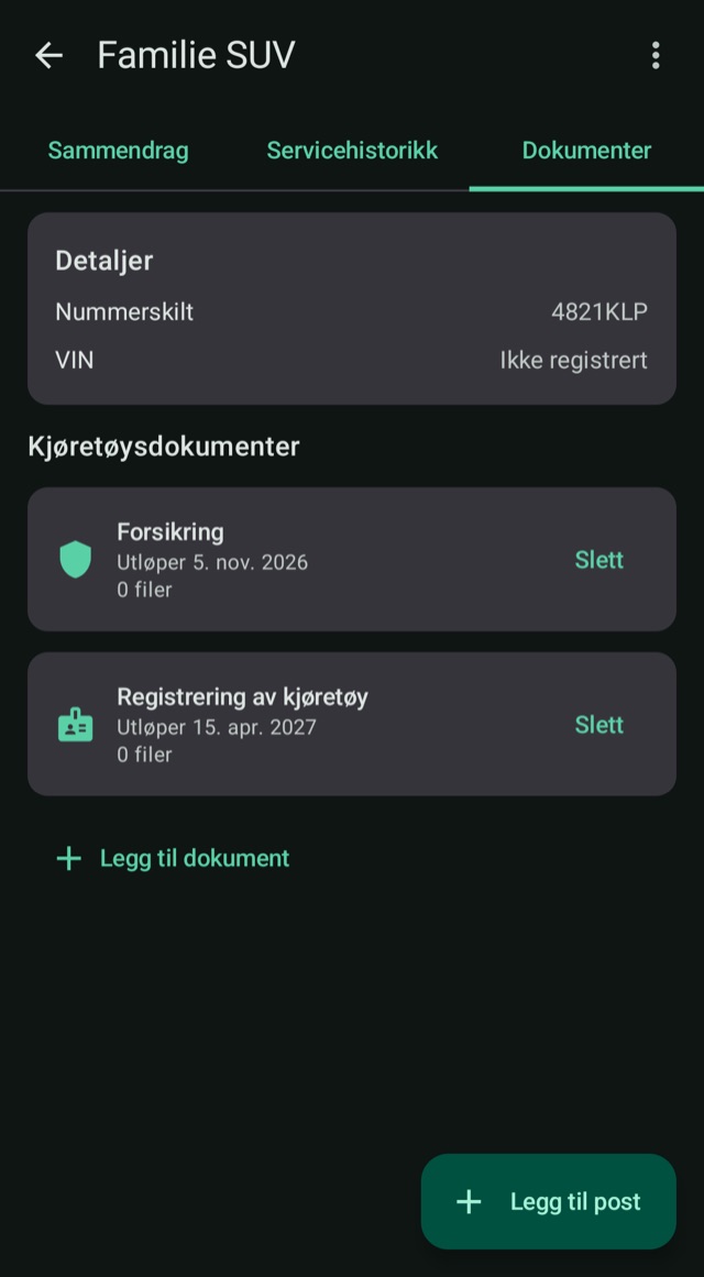 Forsikring og dokumenter,
ingen overraskende utløpsdatoer