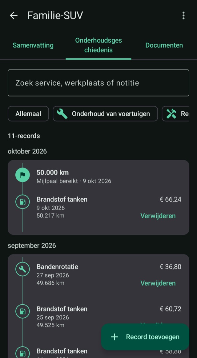Het verhaal van uw voertuig,
kilometer voor kilometer