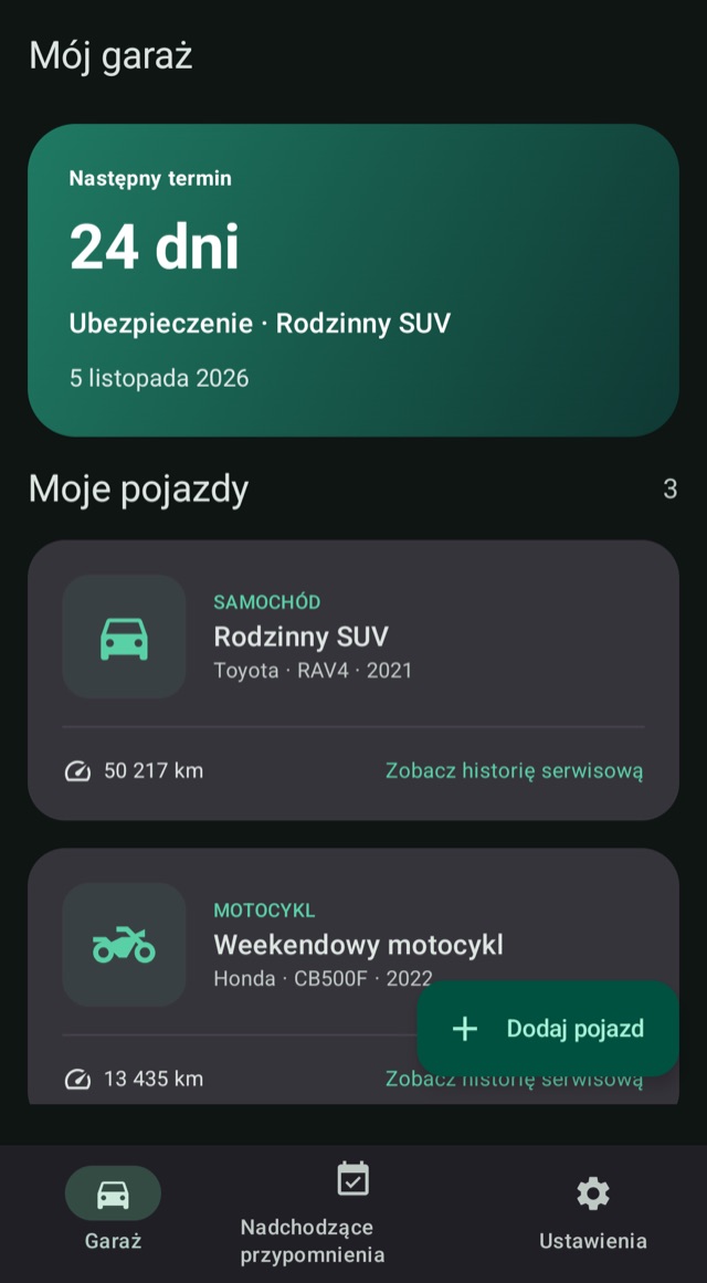 Wiedz, co będzie dalej
dla każdego pojazdu