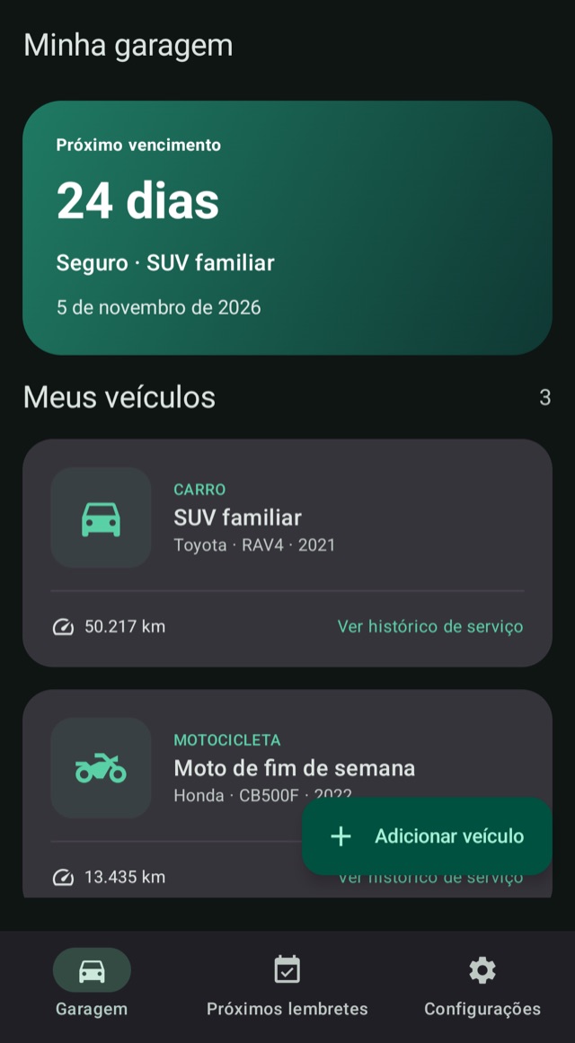 Saiba o que vem a seguir
para cada veículo