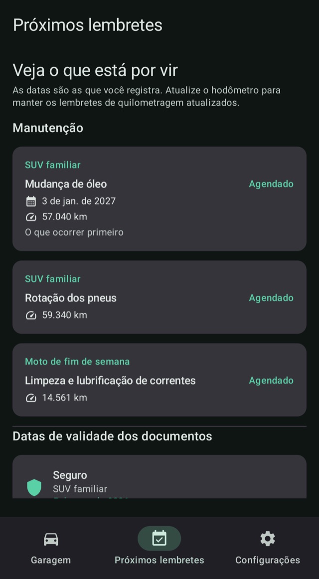 Manutenção e renovações,
sempre dentro do prazo