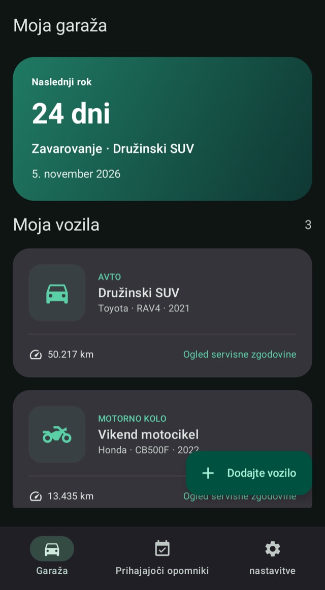 Vedite, kaj je naslednje
za vsako vozilo