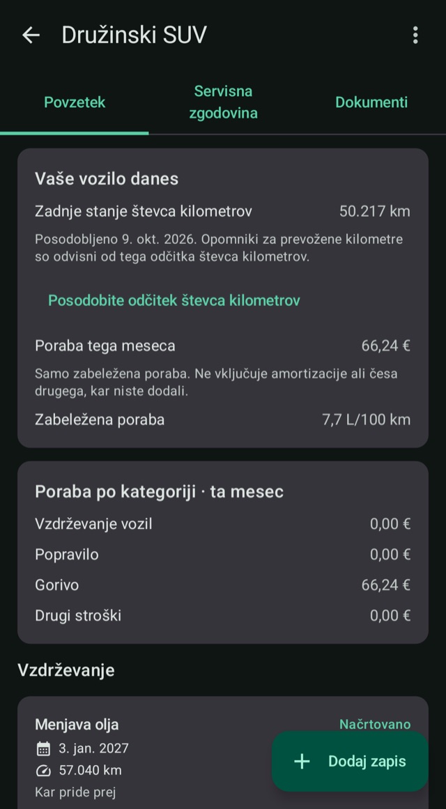 Stroški, kilometrina in gorivo
na enem mestu