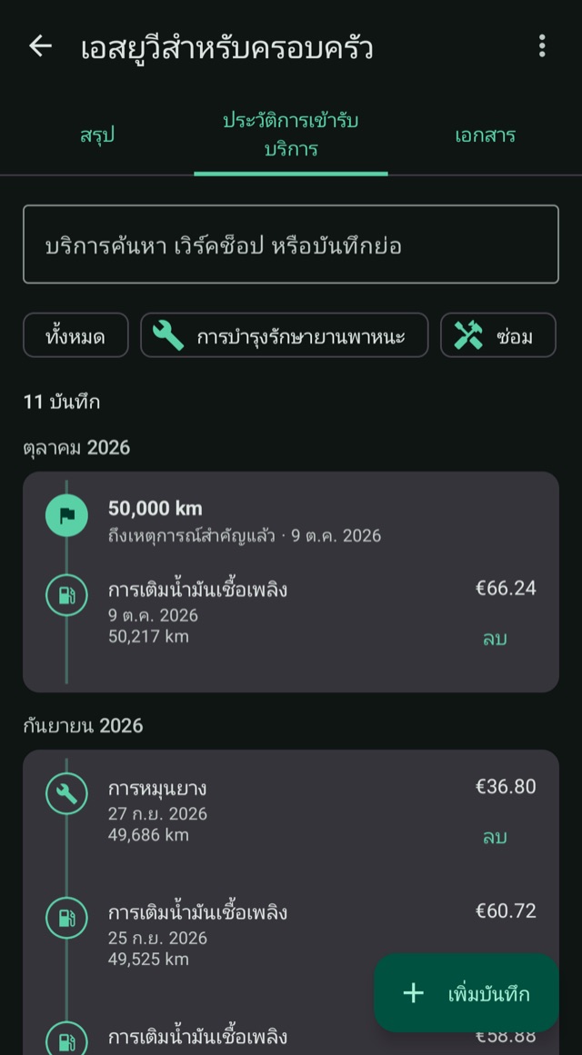 เรื่องราวของรถคุณ
ในทุกกิโลเมตร